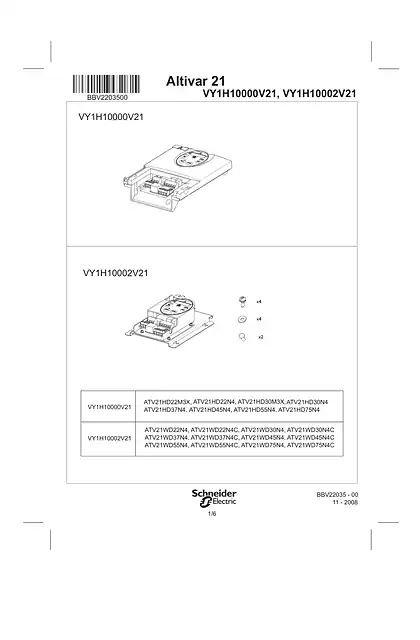 schneider施耐德ATV21 Intruction Sheet HMI Block